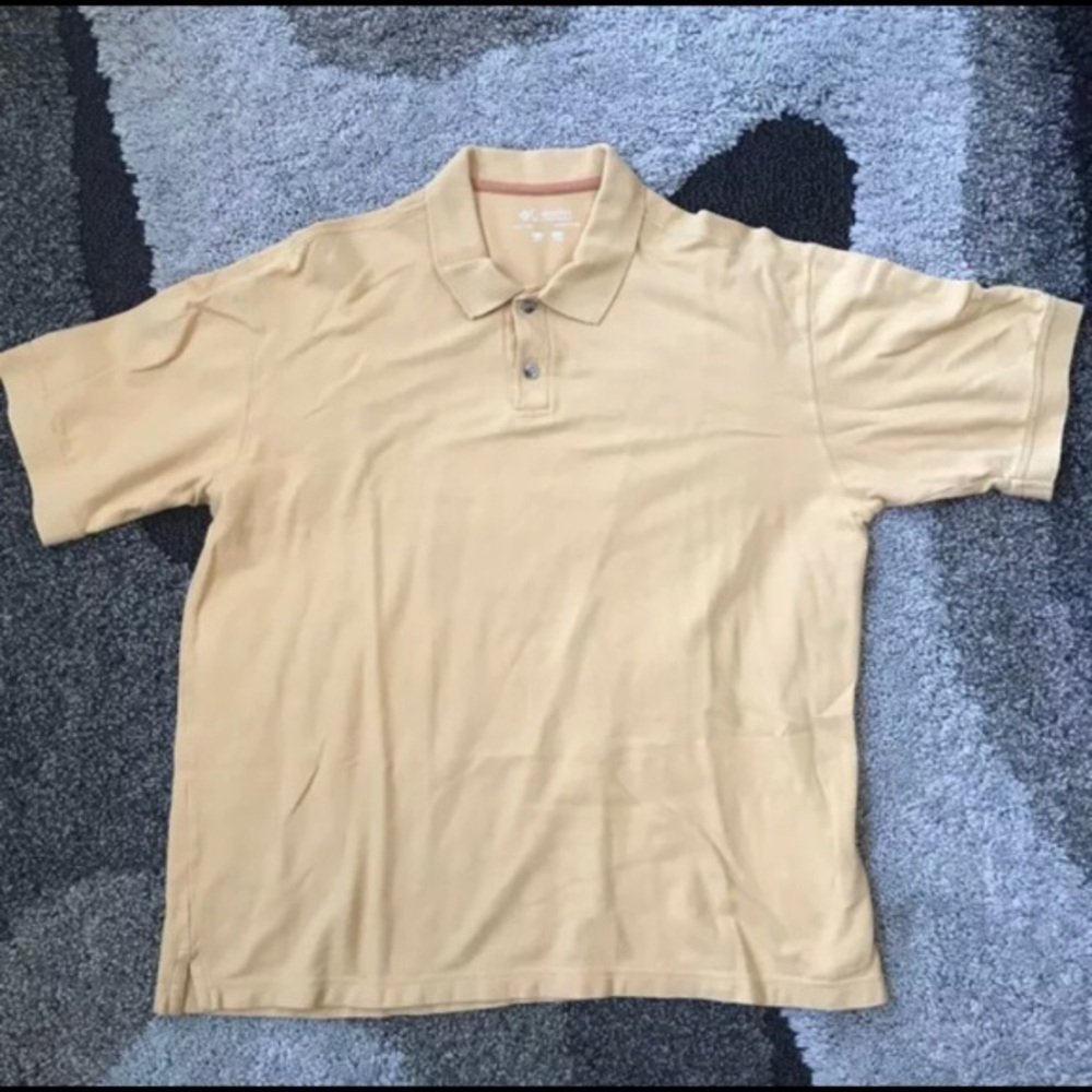 Columbia Mens L Short Sleeve Cotton Polo Shirt Regular Fit - Beige